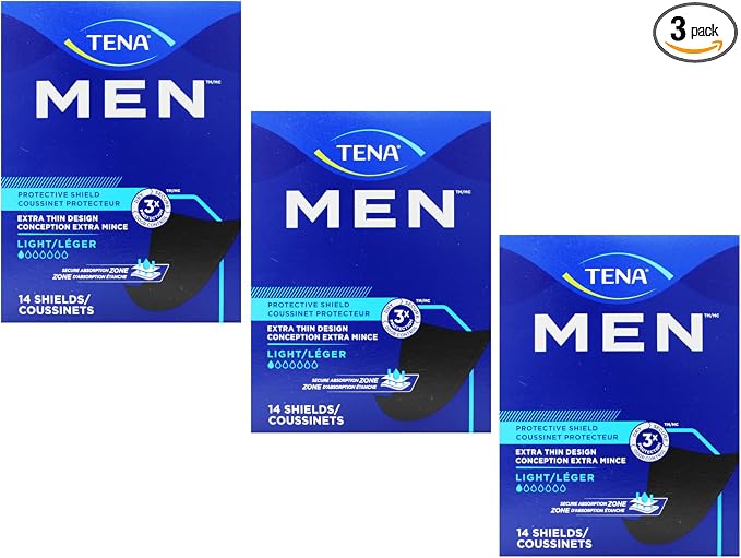 TENA Men Protective Shield Extra Light Bladder Weakness Pads for Men 3 Pack (3 Packs of 14)