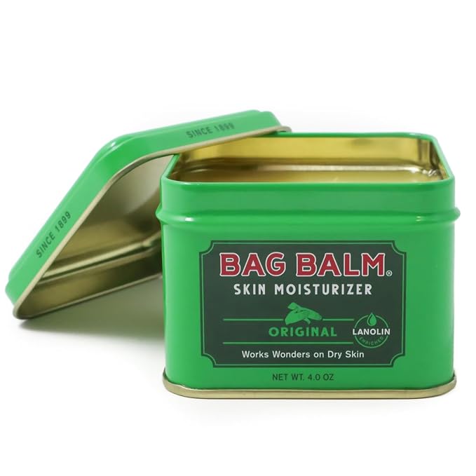 Bag Balm Vermont's Original Skin Moisturizer - Full Body Hydrating Skin Care: Dry Hands, Lips, Face, Feet & More - Unscented, Cruelty & Paraben Free - Day & Night, Men & Women (4oz Tin, Made in USA