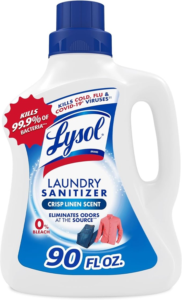 [CYX-B01N6BP63M] Lysol Laundry Sanitizer Liquid, Detergent Additive, Crisp Linen, 90oz