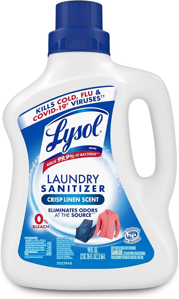 [CYX-B01N6BP63M] Lysol Laundry Sanitizer Liquid, Detergent Additive, Crisp Linen, 90oz