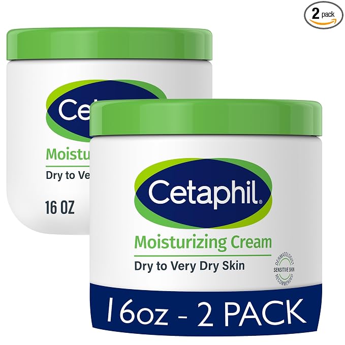 Cetaphil Moisturizing Cream, Dry Sensitive Skin, Fragrance Free, 16oz 2Pk