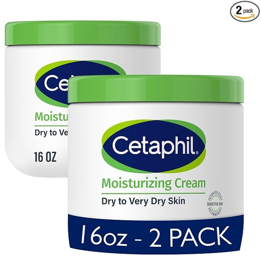 Cetaphil Moisturizing Cream, Dry Sensitive Skin, Fragrance Free, 16oz 2Pk